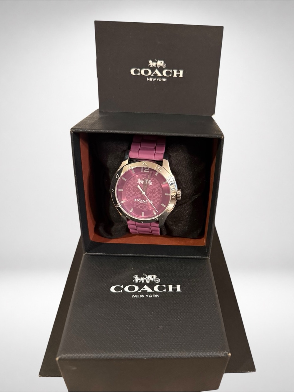 COACH Maddy Y2K Womens Purple Signature Watch Rare Vintage Box and Papers